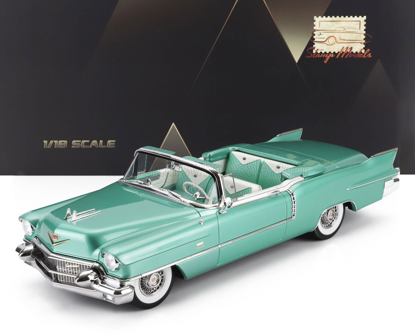 Cadillac Eldorado Biarritz Open Roof roof emerald Green 1956 STM1956005 1:18 Stamp Models GLM