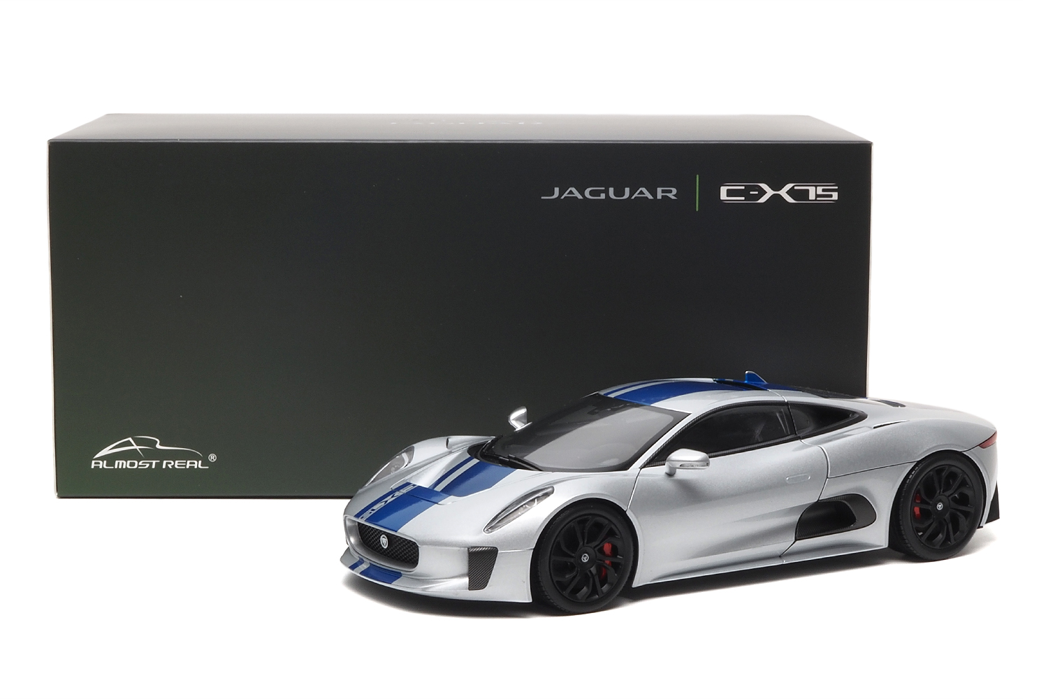 JAGUAR C-X75 SILVER WITH BLUE STRIPES1:18 Almost Real 